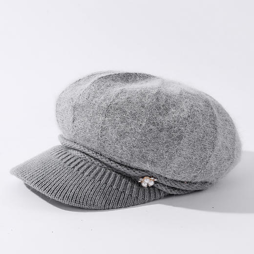 上海旗袍厂JC-H3-M1318（SD珍珠兔毛妈妈帽）兔毛帽子女秋冬新款双层加绒护耳针织帽百搭韩版休闲妈妈帽 商品图6