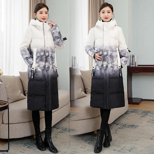 XYX9699 连帽棉服长款过膝保暖外套潮 商品图1