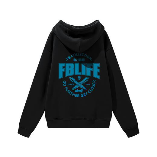 自由基地FB欧美机车复古印花图案个性越野潮流带帽抓绒卫衣外套休闲oversize衫 NMT-1729 商品图0