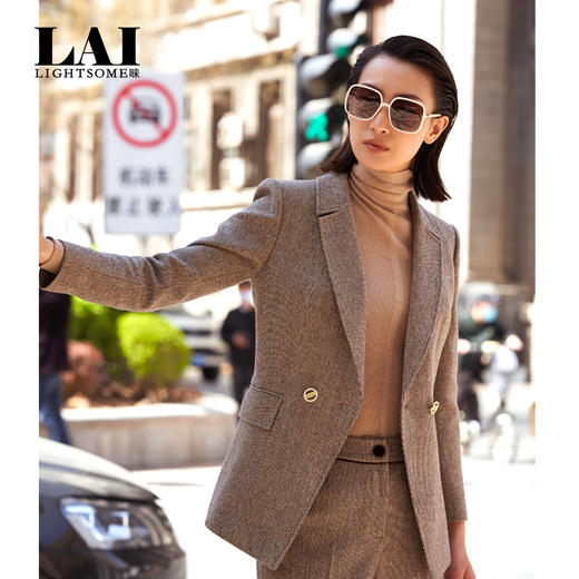 LAI睐复古时髦微型千鸟格纹精致西装外套100009 商品图0