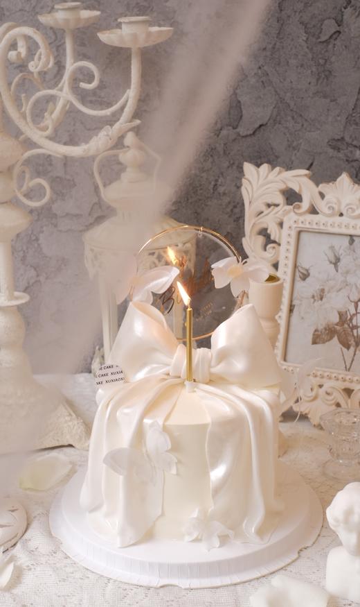 【珠光绸缎蝴蝶结】半翻糖奶油蛋糕，氛围感拉满（抹面是淡奶油+黄油） 商品图2