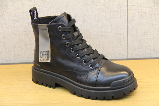 豪行20468800冬季加绒时尚短靴黑色百搭舒适简约气质休闲女短靴 专柜正品 跟高：3.5CM 筒高： 11CM 商品图1