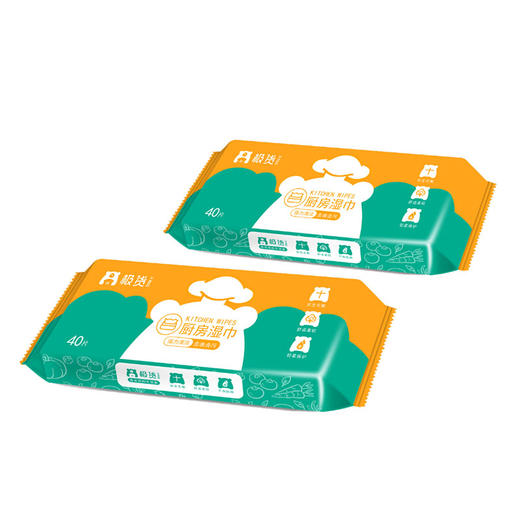 极货厨房湿巾40片 强力清洁 去油去污 商品图0