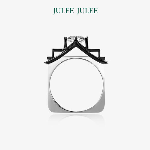 【忆江南】JULEE JULEE茱俪珠宝  18K白+黑金白蓝宝戒指耳饰套装 商品图4