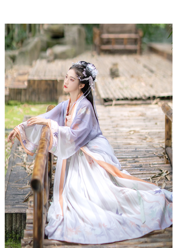 汉尚华莲飞花令雨汉服女宋制套装原创正品一片式齐腰褶裙夏装日常