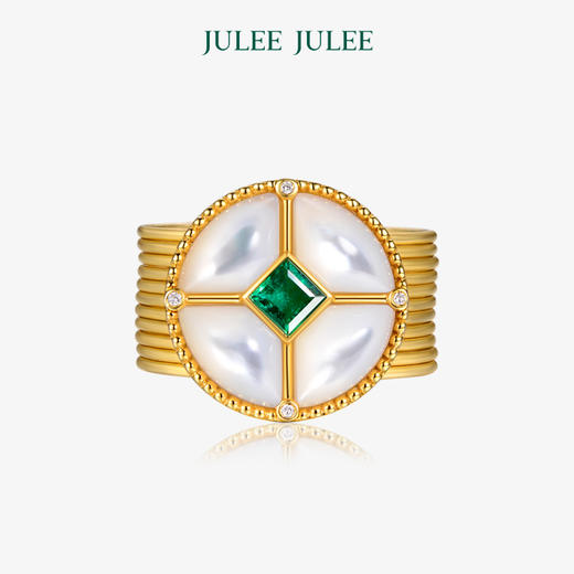 【发光】JULEE JULEE茱俪珠宝  18K黄金祖母绿戒指耳饰手镯项链套装 商品图6