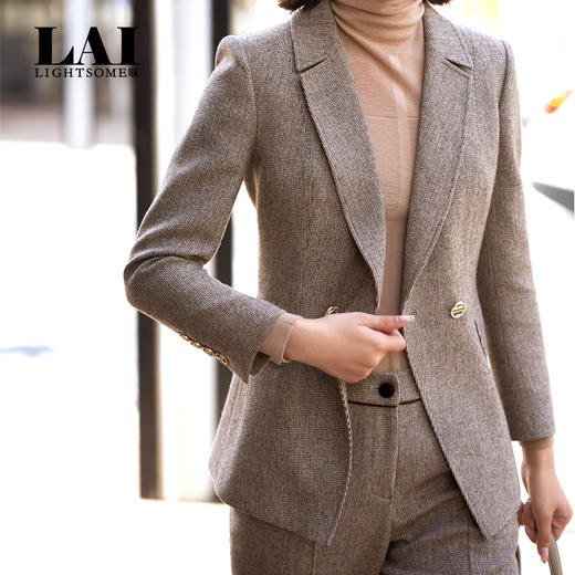 LAI睐复古时髦微型千鸟格纹精致西装外套100009 商品图1