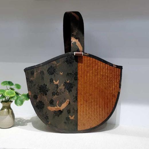 香云纱竹编仙鹤挽包 商品图0