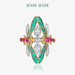 【蜻蜓】JULEE JULEE茱俪珠宝 18K黄金白蓝宝钻石 红宝石戒指