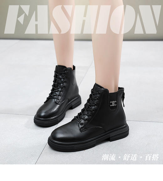 卓诗尼2021冬新款真皮女靴146E2850D 商品图0