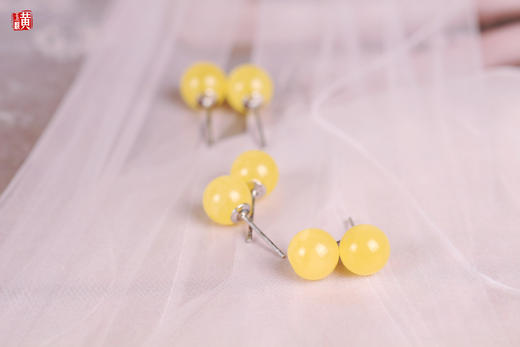 [ 秋杏 ]  天然蜜蜡耳钉 | 明媚金黄，尊贵有范 商品图3