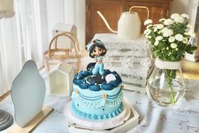 蓝色复古花边茉莉公主