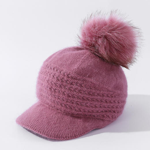 JC-T2-M1321（PH箭头兔毛棒球帽）兔毛棒球帽子女韩国户外加绒保暖针织帽韩版箭头休闲毛球毛线帽冬 商品图6