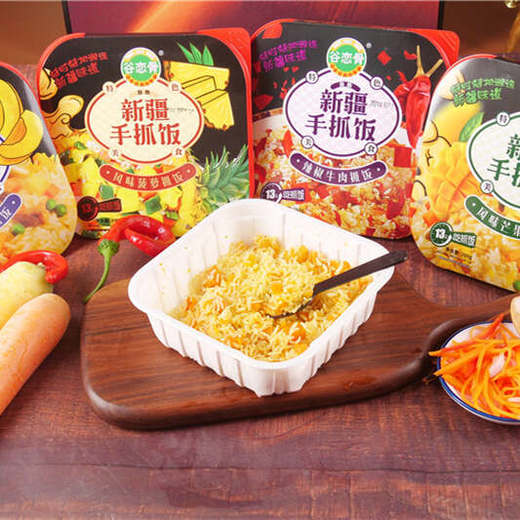 谷恋骨新疆自热手抓饭芒果/菠萝/黄桃/辣椒牛肉 商品图1