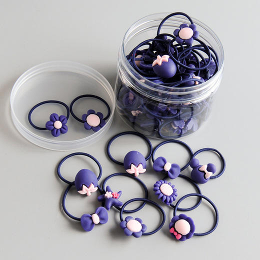 新款儿童发圈40条罐装皮筋成对装卡通树脂发带宝宝女孩扎头发发绳 商品图3