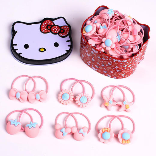 新款儿童发圈40条罐装皮筋成对装卡通树脂发带宝宝女孩扎头发发绳 商品图5