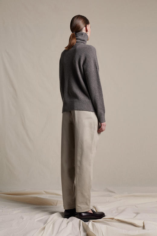 Mark Kenly Domino Tan  沙色PIRETTE高腰双褶棉质长裤 商品图7