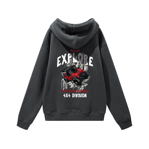 自由基地越野攀岩牧马人印花图案抓绒卫衣带帽秋冬套头休闲衫 NMT-1730 商品图0