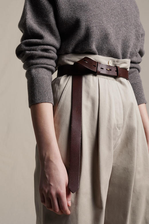 Mark Kenly Domino Tan  沙色PIRETTE高腰双褶棉质长裤 商品图6