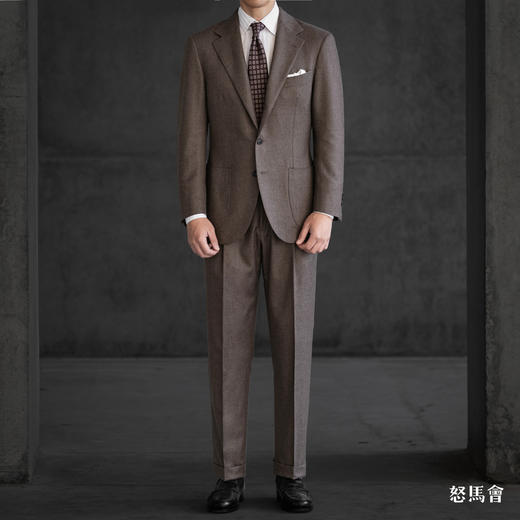 Stylbiella Super 120's 澳洲美丽诺羊毛棕色纯色套装 商品图0