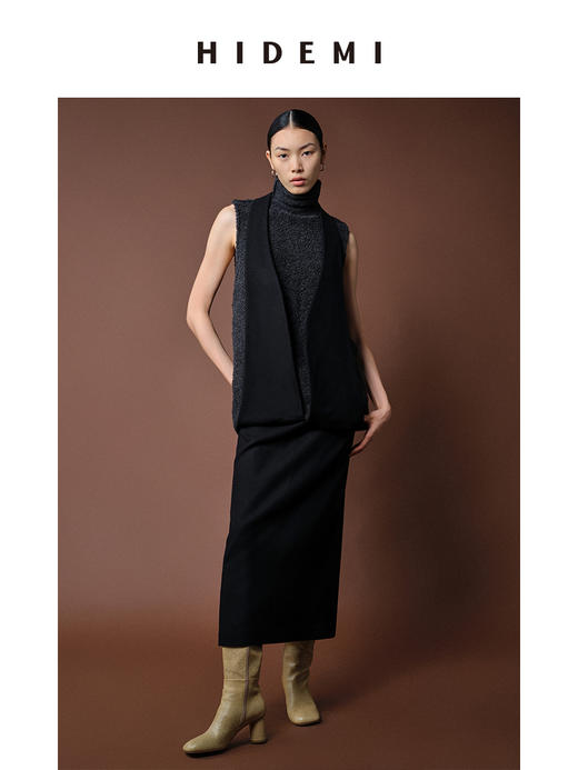 HIDEMI 简约设计感多穿系带羊毛半身裙 商品图1
