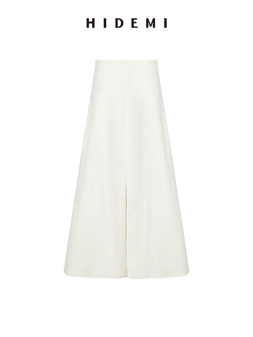 HIDEMI 白色羊毛厚款前开衩半身裙 商品图0