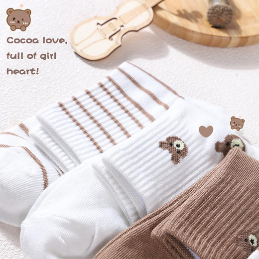 【小熊袜子 秋冬软款超值10条装！】女士韩版中筒秋冬款棉袜ins潮日系卡通学生长筒条纹女袜 商品图2