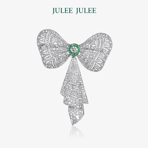 【公主结】JULEE JULEE茱俪珠宝  18K白金白蓝宝钻石胸针 商品图0