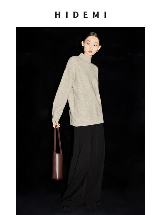 HIDEMI 耗牛毛系列燕麦米厚款立领毛衣 商品图3