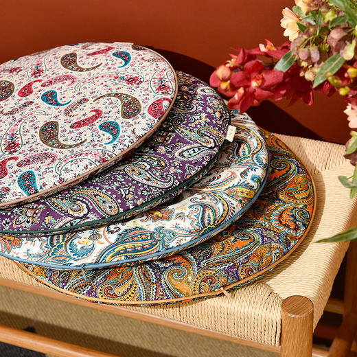 经典法式火腿纹系列加厚圆凳垫 商品图0