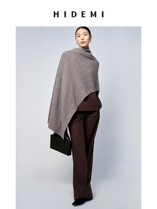 HIDEMI 美利奴羊毛系列雾灰色斗篷/披肩 商品图2