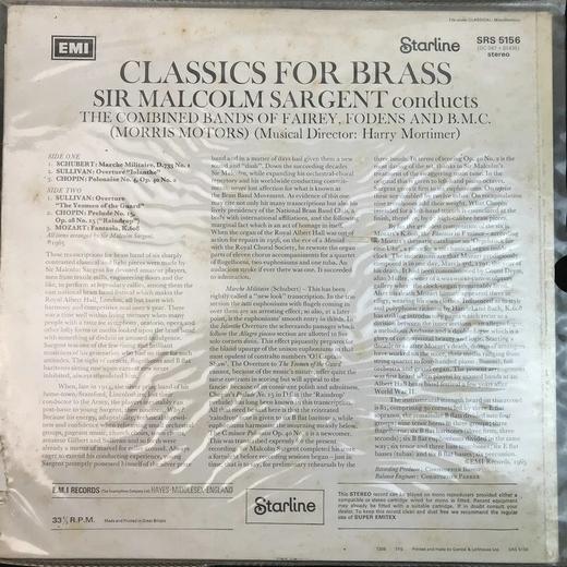 LP黑胶唱片 费尔雷，福登和B.M.C.的组合乐团《经典铜管乐》 萨金特爵士指挥 商品图1