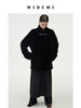 HIDEMI 黑色皮毛一体简约皮襻设计感中长款大衣 商品缩略图8