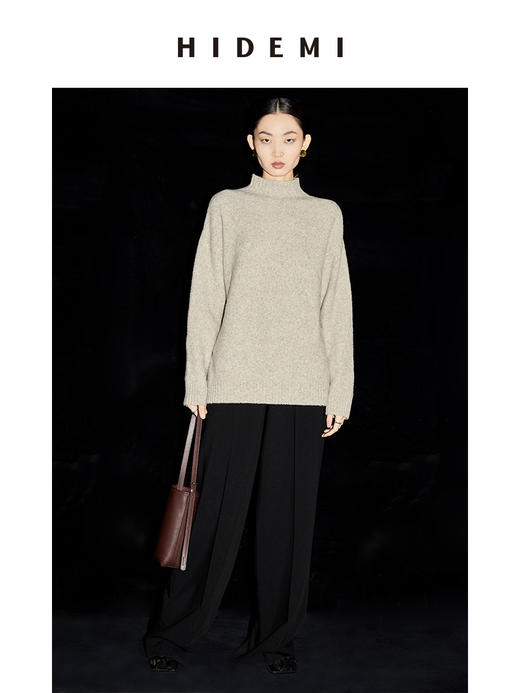 HIDEMI 耗牛毛系列燕麦米厚款立领毛衣 商品图2