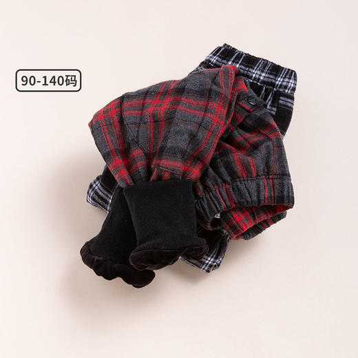 迪士尼米妮女童秋冬款格子裤儿童加绒加厚休闲裤中小童学生长裤214K1215 商品图2