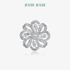 【花路】JULEE JULEE茱俪珠宝 18K白金Akoya珍珠钻石胸针