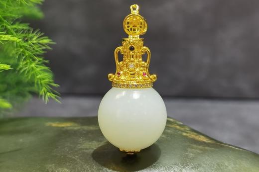 【御珠宫坊】金镶羊脂白玉珠吊坠 商品图2