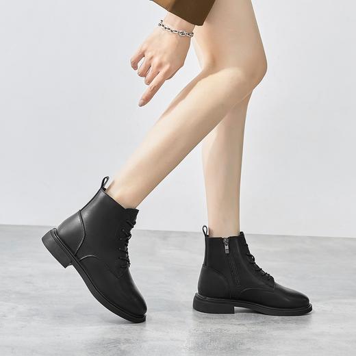 ZHR马丁靴百搭英伦风加绒粗跟短靴 商品图3