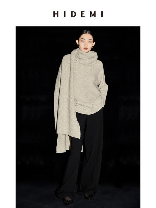HIDEMI 耗牛毛系列燕麦米厚款立领毛衣 商品图1