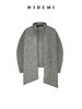 HIDEMI 水墨灰马海毛可拆卸围巾设计感短款茧型两件套大衣 商品缩略图10