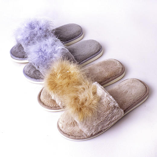 仙女风时尚透气吸汗柔软亲肤羽毛女款拖鞋PS20824 商品图0