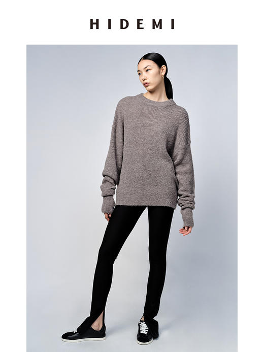 HIDEMI 美利奴羊毛系列雾灰色圆领毛衣 商品图6