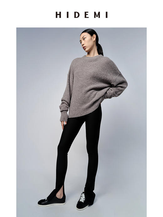 HIDEMI 美利奴羊毛系列雾灰色圆领毛衣 商品图7