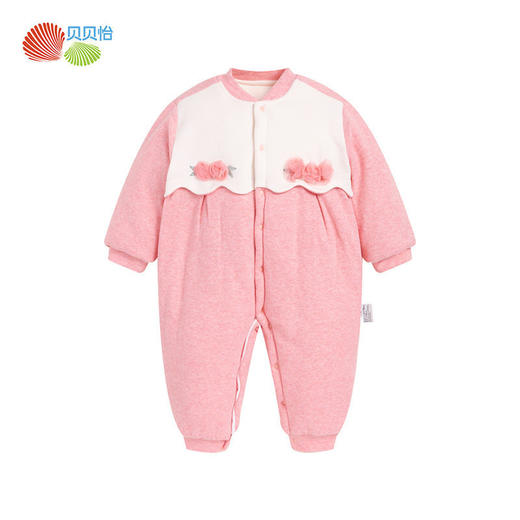 贝贝怡新款连体衣冬季加厚宝宝外穿爬爬服出生婴儿衣服夹棉哈衣214L505 商品图4