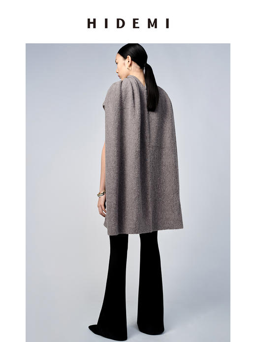 HIDEMI 美利奴羊毛系列雾灰色斗篷/披肩 商品图9