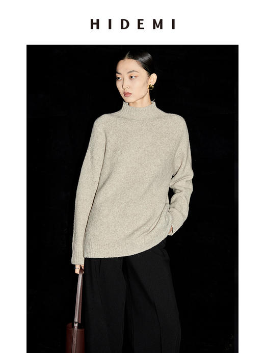 HIDEMI 耗牛毛系列燕麦米厚款立领毛衣 商品图4