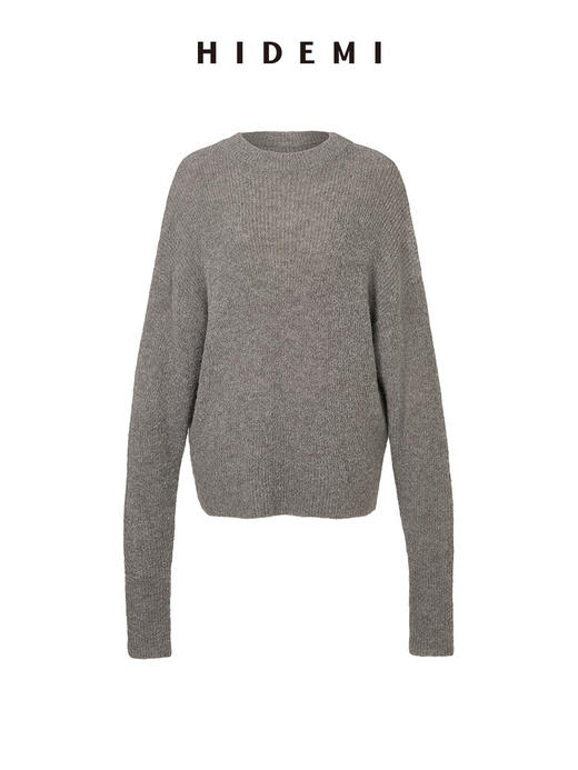 HIDEMI 美利奴羊毛系列雾灰色圆领毛衣 商品图8
