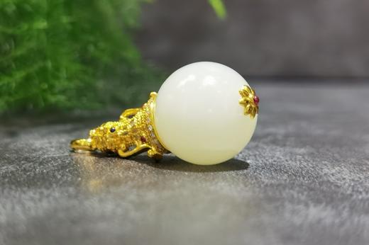 【御珠宫坊】金镶羊脂白玉珠吊坠 商品图4