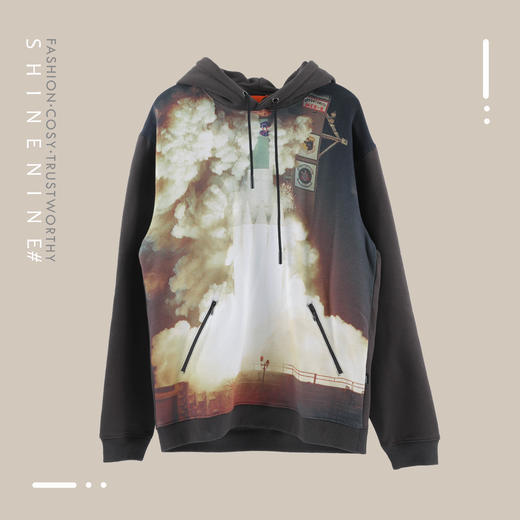 FM19AW4A-WY1916火箭发射印花连帽卫衣 商品图0