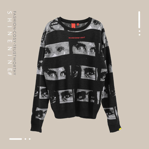 18AW2528BLK黑色EYES提花图案圆领毛衣 商品图0